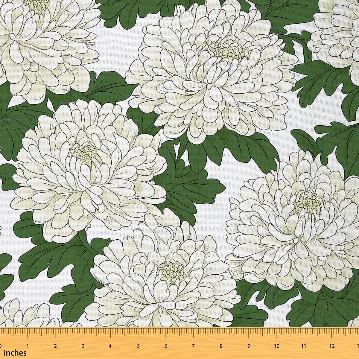 Amazon.com: Japanese Chrysanthemum Fabric By The Yard, Romantic